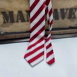 Donald J. Trump Red White Blue Diagonal Stripe Silk Tie